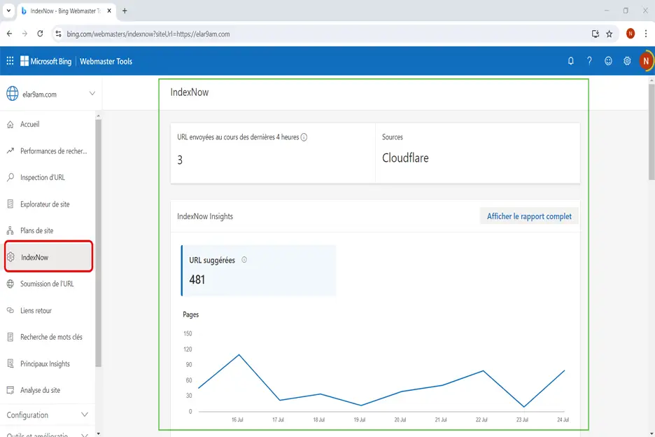 أداة indexnow على منصة أدوات مشرفي المواقع في Bing